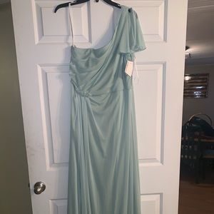 David’s Bridal Meadow One Shoulder bridesmaid 14